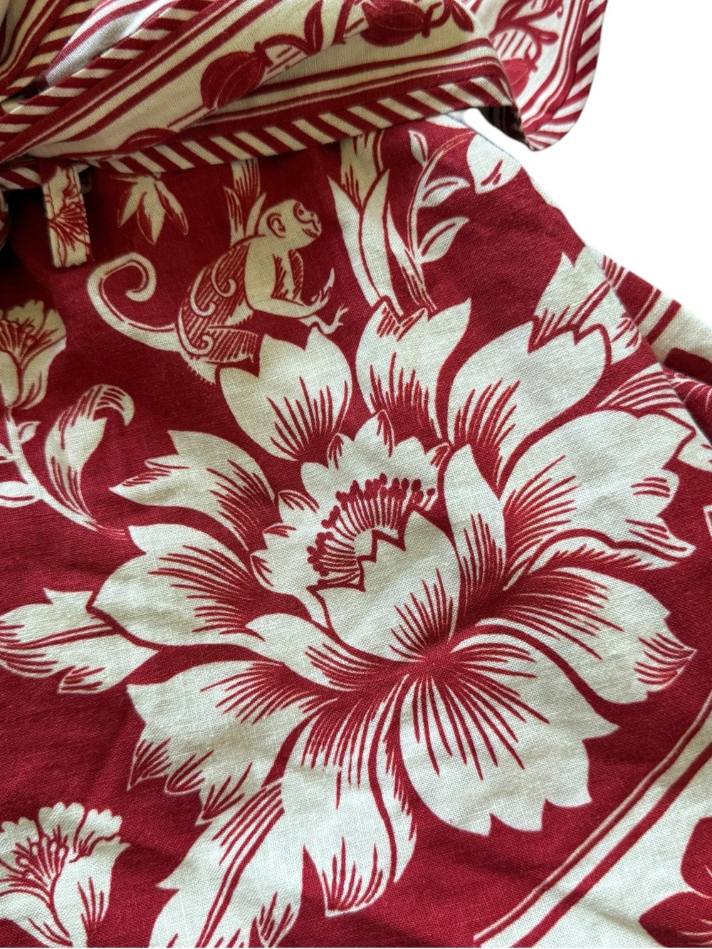 FARM Rio Guanacaste Red Gathering Romper L NWT Linen Floral Belted Jumpsuit $198 - Picture 16 of 16